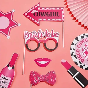 Fun Bachelorette Photo Prop Decor for Bride to Be Wedding Photo Booth Girls Night Out Party Supplies Cowgirl Photo Props Set