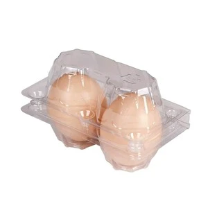 2 Holes Rectangle Duck Egg Tray PET Material Transparent Disposable Recycled Blister Packaging For 2 Chicken Eggs