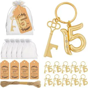 15th Party Favors Beer Bottle Opener Keychain for Birthday Anniversary and Wedding Guests Perfect Souvenirs Decorations