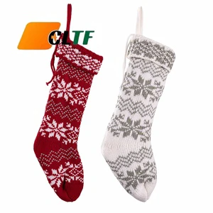 New White Red Large Size Knitted Xmas Stocking for Fireplace Holiday Party Christmas Decorations Knitted Christmas Stockings