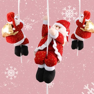 Christmas Santa Climbing The Rope Scene Decoration, Santa Christmas Hanging Ornament Gift