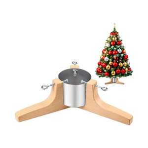 Wooden Christmas Tree Display Stand Base, Hanging Ornament Holder Holiday Table Centerpiece
