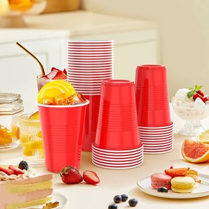 Factory Wholesale Supermarket Hot Selling Custom Logo Double Color Disposable Plastic Red Cups Party Game Cups