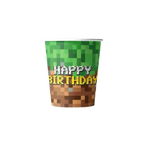 Cross-Border Love Again My World Pixel Theme 14+ Party Decoration Set Paper Tray Cup Towel Tablecloth Flag Arrangement Supplies