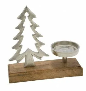 Christmas Tree Shape Candle Holder Stand Wooden Base Aluminium Factory Price Shelf Decoration Lighting Accessories