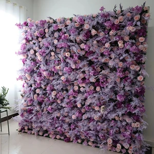 Wedding Decoration purple Rose Floral Background Panel Indoor Decoration Floral Artificial Flower Wall