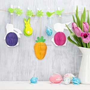 Paper Eco-Friendly Honeycomb Easter Paper Festival Hanging Ornaments with Magnets Rabbits Carrots Home Decorations