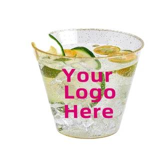 9oz Plastic Cups 100pcs - Elegant Disposable Cocktail Glasses For Wedding, Birthday, Party, Custom Logo Printing Available