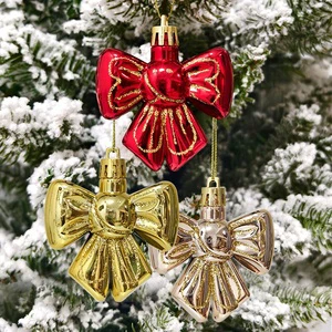 Plastic Christmas Bow Pendant Gift Box Decoration Christmas Tree Hanging Ornaments Accessories Wholesale Gifts