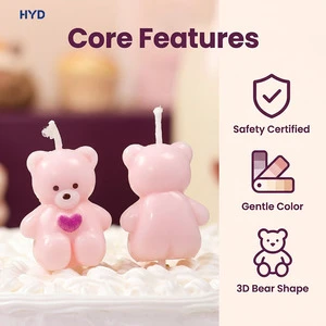 2026 Kawaii Pink Bear Party Favors Cute 3D Teddy Bear Shape Gift Candle Kids Birthday Party Return Gifts Baby Shower Guests Gift