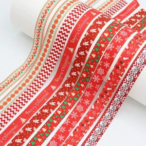 Wholesale Decorative Custom Printed Christmas Elastic Ribbon for Hair Tie