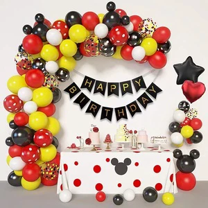 Birthday Party Favors Decorations Themed Latex Red Black Yellow and White Ballon Confetti Balloon Garland Arch Kits for Kids