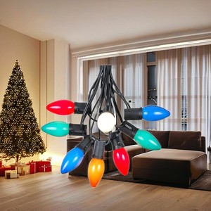 25FT LED Christmas Tree String Light with C9 Bulbs Outdoor Waterproof Holidays Decoration RGB Plastic Cover String Lights