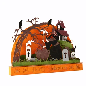 Wholesale Creative Wooden Craft Halloween Ornaments Celebration Party Gift Decoration Hot Selling