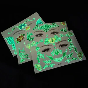 Glow in Dark Halloween Waterproof Temporary Tattoo Stickers Kids' Butterfly Glow in Dark Face Fake Sticker for Party