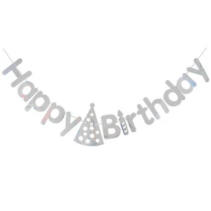 Factory Directly Supplied Glitter Gold Paper Happy Birthday Banner for Kids Adults Birthday Party Supplies