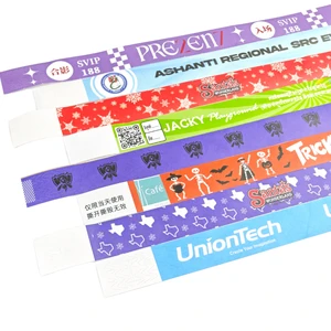 Custom Event Wristbands Logo Printed Waterproof Tear Resistant Digital Printing Personalized Paper Wristband for Event Party