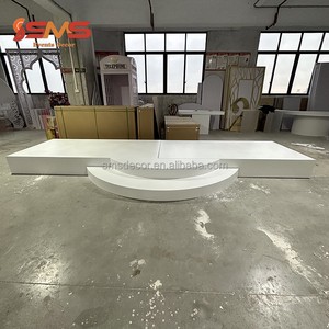 SMS Luxury Events Supplies White Acrylic Wedding Stage Rectangle Pvc Dancing Flood Stage for Wedding Decoration