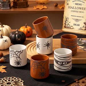 Halloween Mummy Spider Web Ceramic Cup Creative Spooky Coffee Tea Cups with Custom logo for Nordic Home Party Decoration Gift