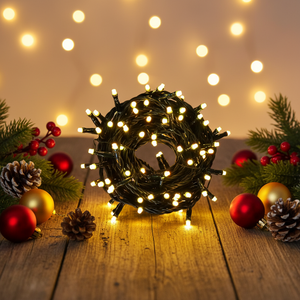 Black Cord String Lights with Star-shaped Bulbs, 9m Length, 100 Bulbs, Outdoor Decorative Lights, Garden Lights