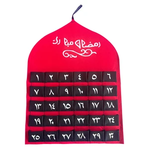 613100 Felt Ramadan CalendarRed 40*54cm Deco Party Maker Ramadan Supplies