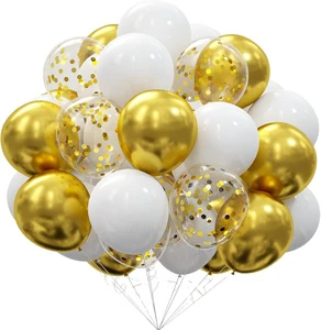 30Pcs Gold White Confetti Latex Balloons Kit Helium Balloons for Wedding Girl Birthday Party Decoration Party Supplies