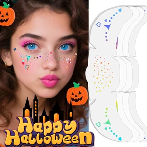 Custom Temporary Halloween Indian Body Party Waterproof Non-Toxic Eco-Friendly Holographic Multicolor Glitter Tattoo Stickers