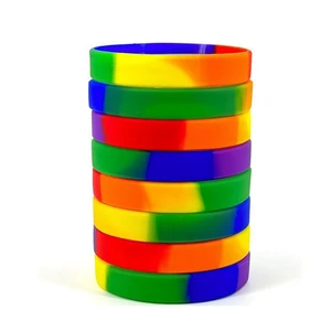 Custom Artificial Rainbow Screen Printed Silicone Wristband LGBT Pride Bracelet Waterproof for Events & Promotion