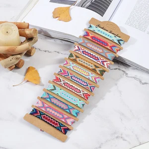 Go Party Ethnic 12 Pcs/Set Colorful Braided Rope Weave Bracelets Manual Wristband Jewelry Adjustable Shell Friendship Bracelets