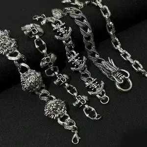 Vintage Punk Skull Pirate Ship Zinc Alloy Bangles-Retro Ethnic Dragon Head Design for Men's Party Occasion