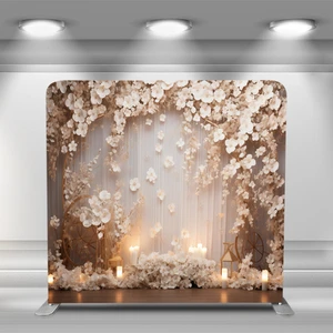 8x8 Wedding Just Married Custom Pillow Case Backdrop With Aluminum Frame Tension Fabric Double Sided Photo Booth Stand Banner