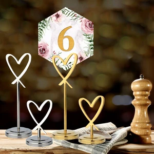 Heart-Shape Metal Desktop Table Number Plate Cross-Border Card Holder for Place Cards & Banquet Buffet Card Placement