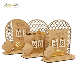 Hot Sales Wooden Ramadan Advent Calendar 20x7x20CM Customizable Design for Muslim Home Decor Eid Celebrations Ramadan Supplies