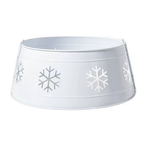 White Powder Coated Finished Tree Collar Metal Tree Collar New Look Metal Christmas Tree Stand for Christmas Decoration