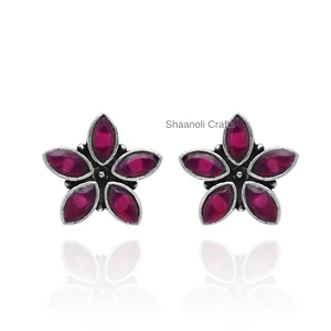 Indian Party Favors Traditional New Arrival Red Gemstone Earrings Fashion Jewellery for Women's for Wedding Party, Mehndi, Wear