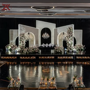 ZKAI Wholesale Luxury Custom LED Acrylic Arch Backdrop Gate Wedding Stage Decor for Reception Event