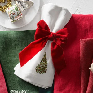 Christmas Fabric Bow Napkin Rings Hotel Gathering Party Tablecloth Decoration Napkin Clasps