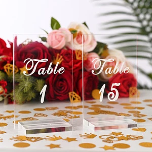 Transparent Wedding Banquet Birthday Business Decoration Table Card Number Seat Card Acrylic Sign Holder Display Frame Stand