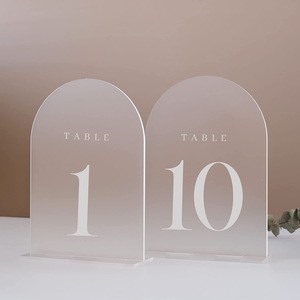 Custom Frosted Arch Acrylic Wedding Stands Table Numbers Sign Holder with Stands Place Cards & Table Markings