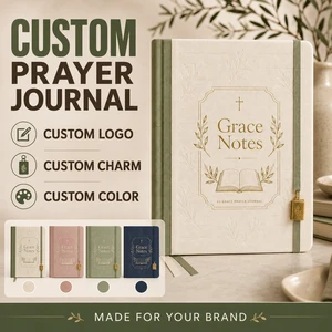 LABON Sage Green Two Tone Grace Notes Journal Set Gold Foil Bible Study Notebook Hardcover Linen Prayer Book Sourcing Gift Box