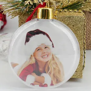 Hot-selling High Quality DIY Custom UV Printing 80mm Shatterproof Plastic Transparent Christmas Tree Hanging Balls Gift Lovely