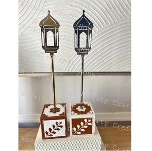 New Design Wood Ramadan Lanterns for Eid and Festive Decorations Tabletop Muslim Supplies