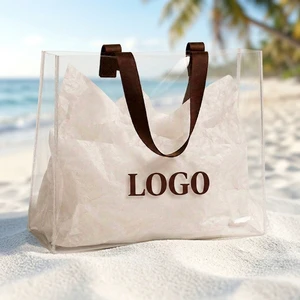 Wholesale Custom PVC Transparent Clear Fashion Jelly Tote Gift Bag Welcome Shopping Bags For Party Wedding Guests