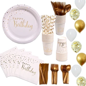 Donghui Birthday Theme Disposable Dinnerware Set Party Decorations Paper Plate Napkin Cup Straw Balloon Tableware Party Supplies