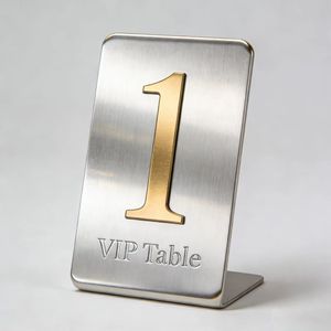 Custom High-grade Acrylic Stainless Steel Aluminum Brass Hotel Catering Table Seat Plate Table Number Tag Digital Table Label