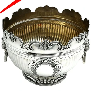 Antique Design Metal 2 Color Round Punch Bowl with Handles Designer Wine Chiller Ice Bucket for Restaurant