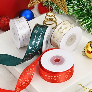 RSH Holiday Decoration 1cm Christmas Ribbon Wrapping Merry Christmas Ribbon