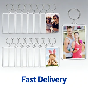 Z'S4U Custom Printed Clear Blank Transparent Photo Frame Acrylic Keychain Photo Picture Insert Blank Key Ring