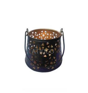 Hot Selling Metal Iron Tea Light Votive LED Light Source Glasses Shape for Garden Hanging Table Top Ramadan Decorations at Price