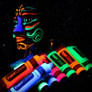 Makeup Party Halloween Organic Pigment Water Activated Black Glow in the Dark Aqua Based Uv Neon Black Light Face Body Paint Kit